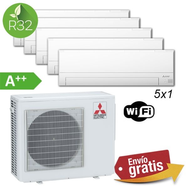 Aire Acondicionado Multisplit 5x1 Mitsubishi MXZ-5F102VF + MSZ-BT20VGK x 4 + MSZ-BT35VGK x 1