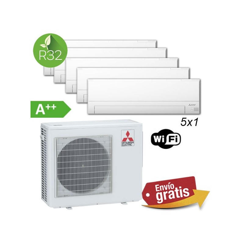 Aire Acondicionado Multisplit 5x1 Mitsubishi MXZ-5F102VF + MSZ-BT20VGK x 4 + MSZ-BT35VGK x 1