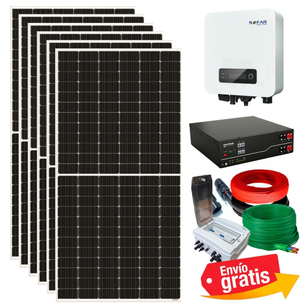 Kit Instalación Fotovoltaica de autoconsumo 3 kW híbrido Monofásico