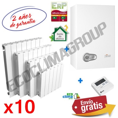 Oferta pack de calefacción con 10 Radiadores + Caldera + Termostato + Instalación