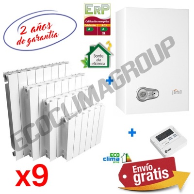 Oferta pack de calefacción con 9 Radiadores + Caldera + Termostato + Instalación