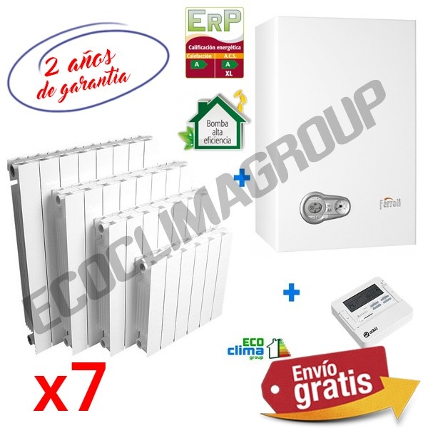 Oferta pack de calefacción con 7 Radiadores + Caldera + Termostato + Instalación