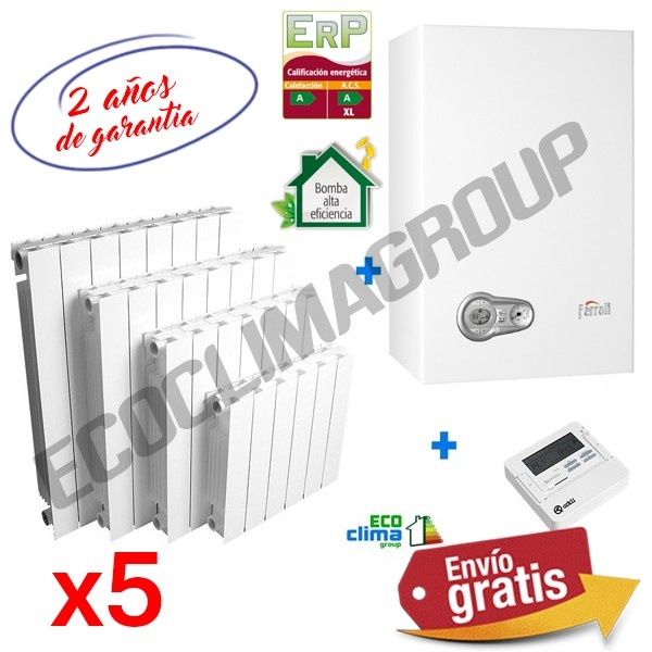 Oferta pack de calefacción con 5 Radiadores + Caldera + Termostato + Instalación