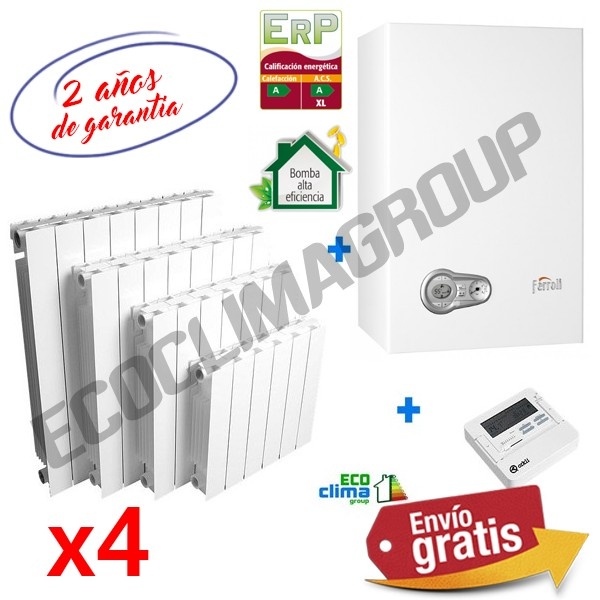 Oferta pack de calefacción con 4 Radiadores + Caldera + Termostato + Instalación